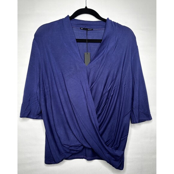 Krisa Surplice Half Sleeve Blouse in Sea Blue Women’s Size Medium NEW USA Made - Picture 2 of 6